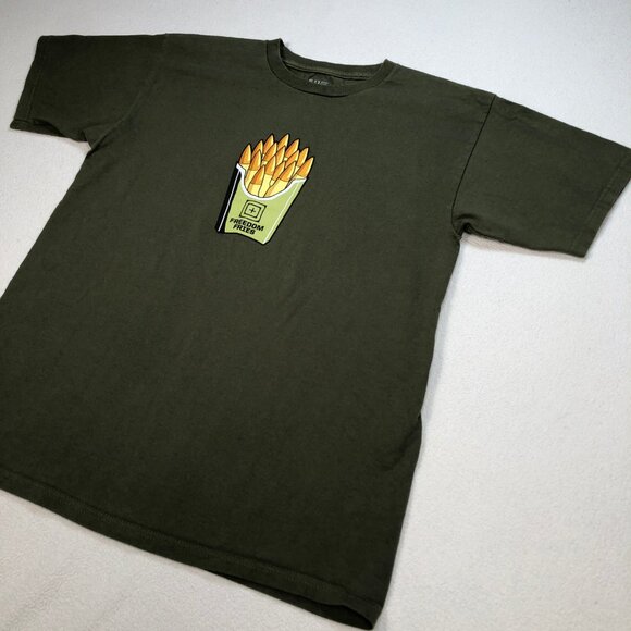 5.11 Tactical T-Shirt Mens M Military Green Freedom Fries 100% Cotton Bullet USA - Picture 5 of 10
